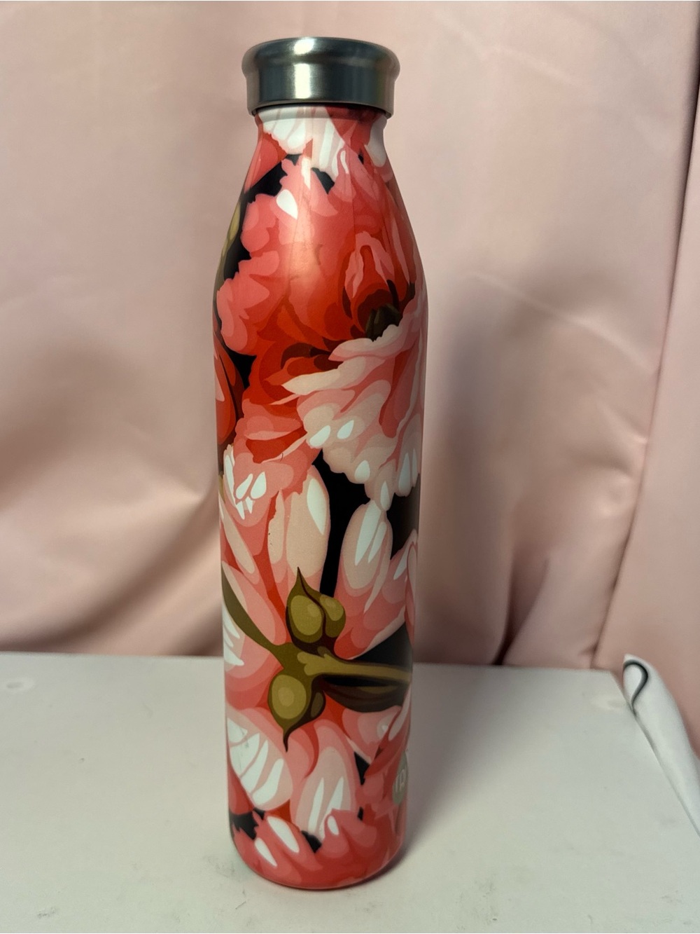 Tal Pink Floral Stainless Steel Water Bottle - Insulated Bottle